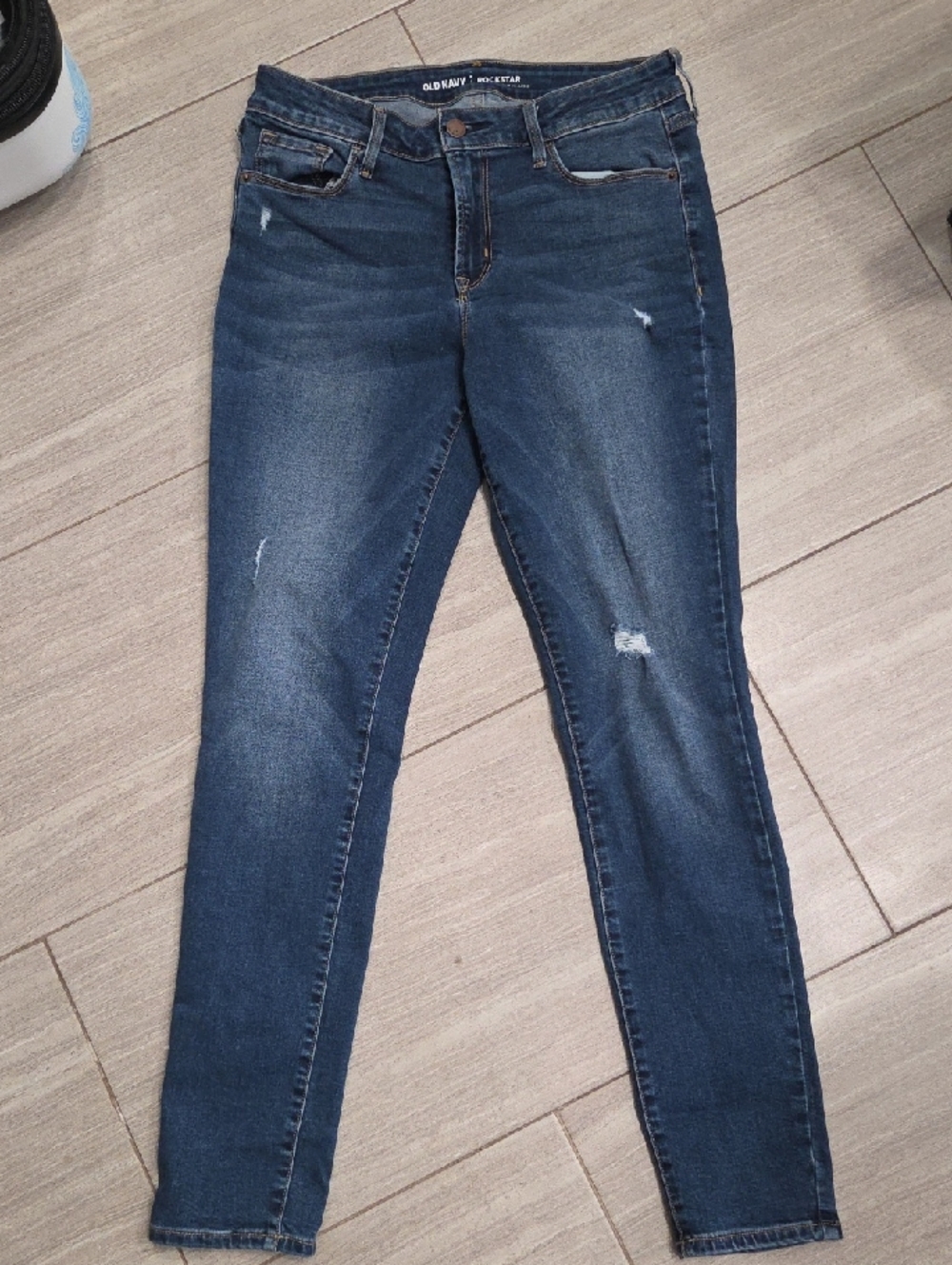Old Navy Rockstar Women's Dark Indigo Skinny Jeans with Distressed Accents